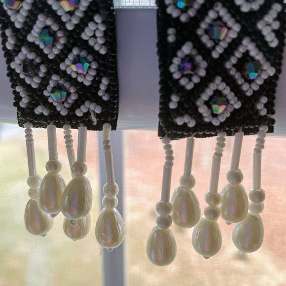 Diamond Multi mixed Iridescent Beads Choker Necklace Set with Earrings - Picture 4 of 5